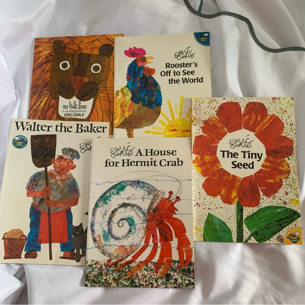5 Eric Carle Children's Book Paperback hermit baker seed rooster count